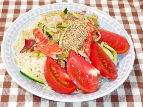 簡単・めちゃうま❤ごはんですよで冷やし塩ラーメン